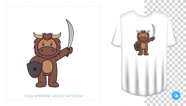 Lindo personaje de mascota de toro. se puede utilizar en pegatinas, parches, textiles, papel, telas y otros.