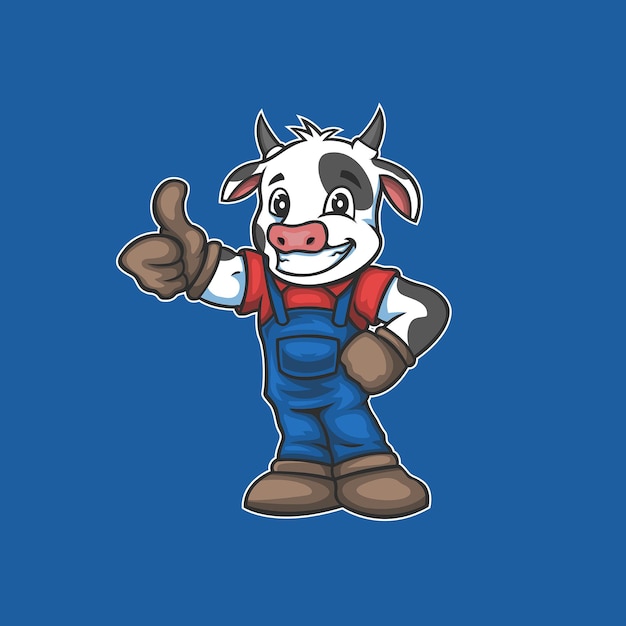 Vector lindo personaje de mascota de vaca colorida