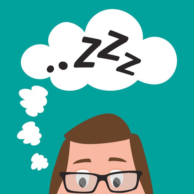 Lindo personaje masculino de dibujos animados Human Zzz In Quote Frame Icon Vector