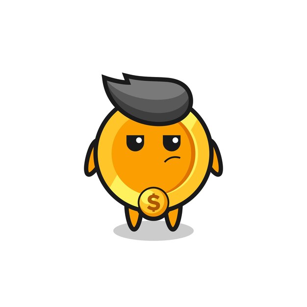 Lindo personaje de moneda de dólar con expresión sospechosa