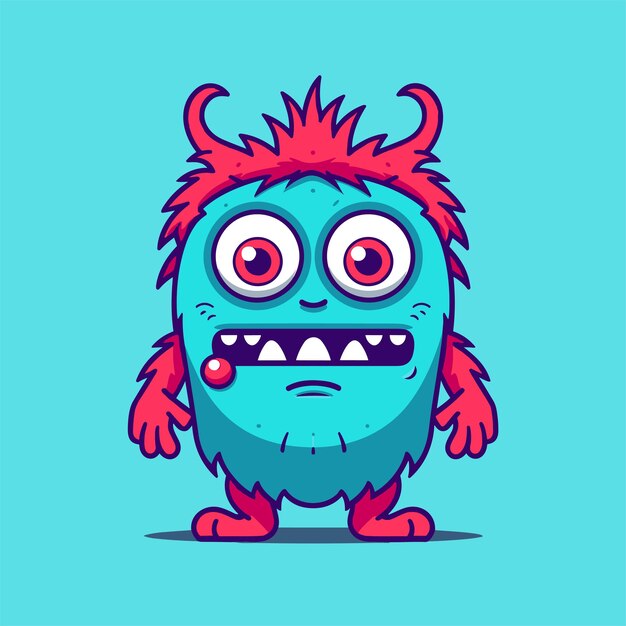 Vector lindo personaje monstruo pequeños monstruos con ilustración acuarela