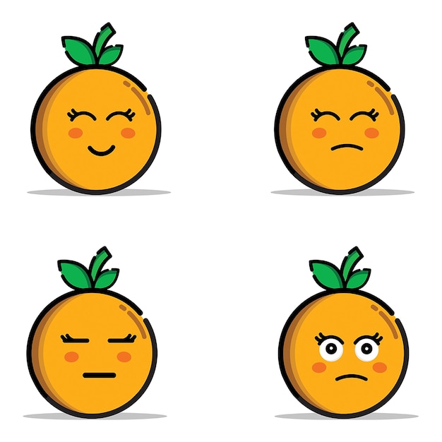 Lindo personaje naranja dulce estado de ánimo feliz
