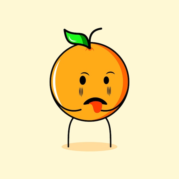lindo personaje naranja con expresión repugnante y lengua fuera