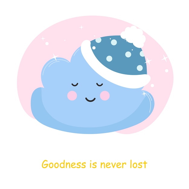 Lindo personaje de nube Tarjeta postal con una inscripción motivacional Cuadrado Brilla el cielo Fondo rosa Ilustración vectorial linda para bebés
