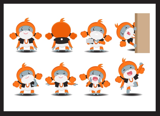 Lindo personaje de orangután con ocho poses alternativas