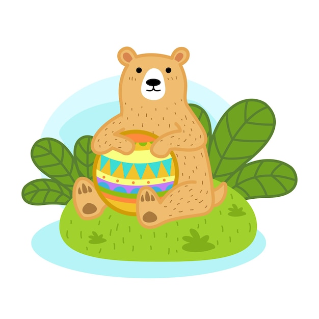 Vector lindo personaje de oso de dibujos animados sobre fondo blanco ilustración