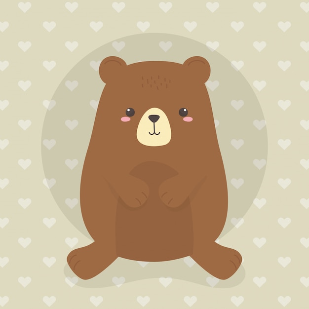 Vector lindo personaje de oso salvaje de peluche