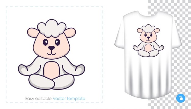 Lindo personaje de oveja. estampados en camisetas, sudaderas, fundas para teléfonos móviles, souvenirs.