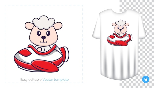 Lindo personaje de oveja. estampados en camisetas, sudaderas, fundas para teléfonos móviles, souvenirs.