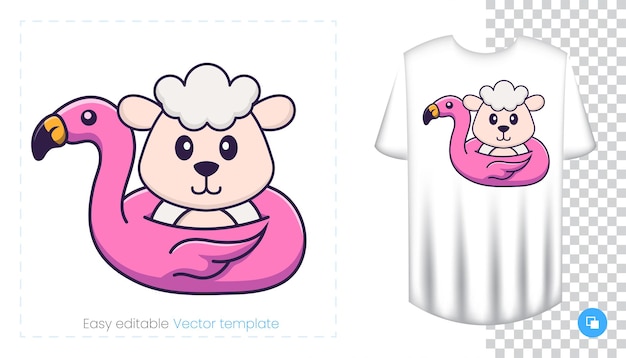 Lindo personaje de oveja. estampados en camisetas, sudaderas, fundas para teléfonos móviles, souvenirs.