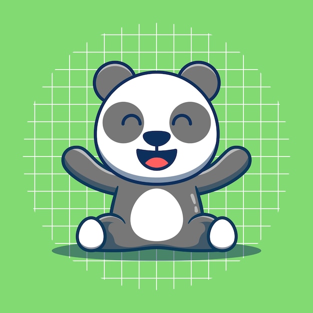 Lindo personaje panda con expresión feliz