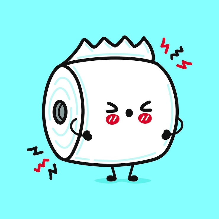 Vector lindo personaje de papel higiénico enojado
