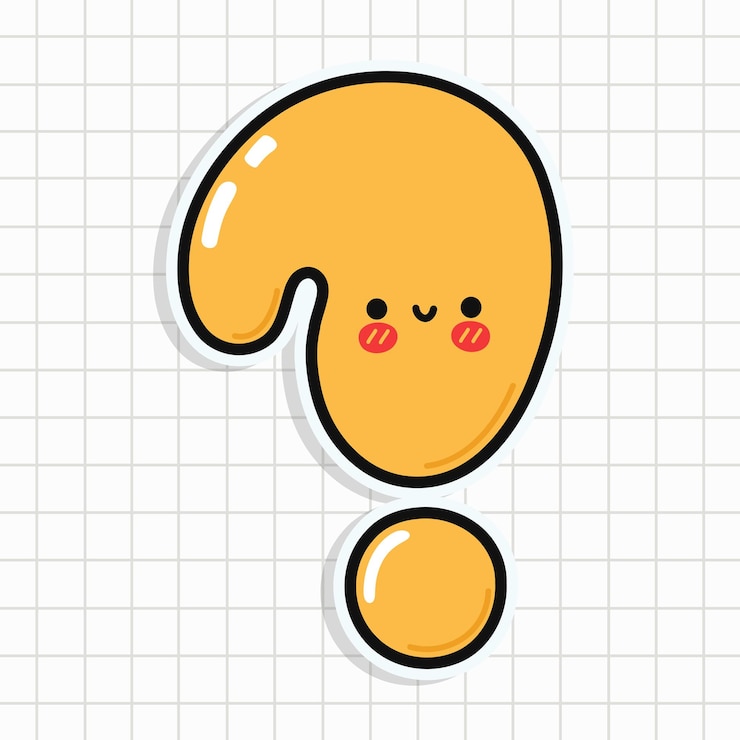 Vector lindo personaje de pegatina de signo de interrogación