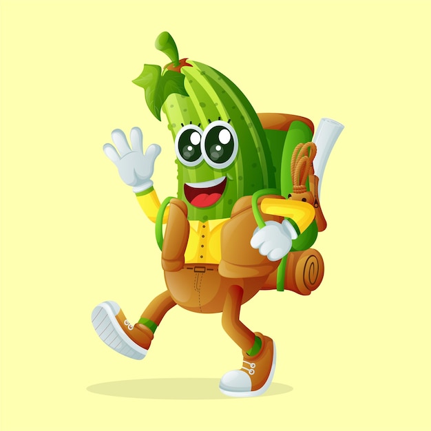 Lindo personaje de pepino de vacaciones