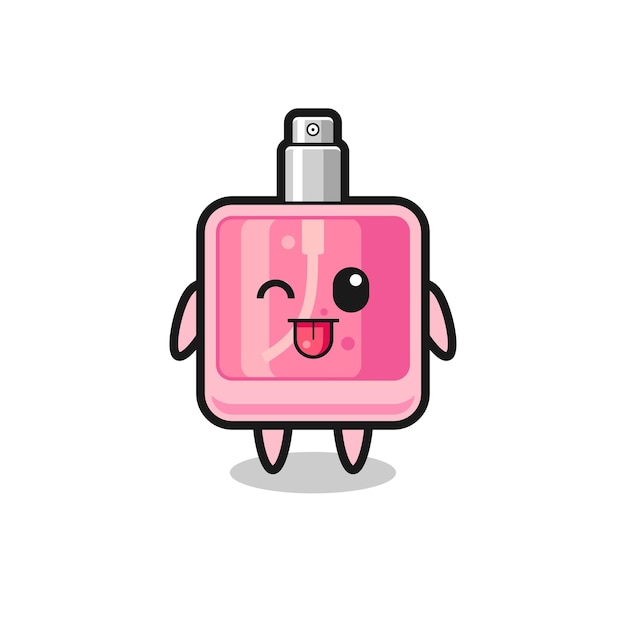 Lindo personaje de perfume en dulce expresión mientras saca la lengua
