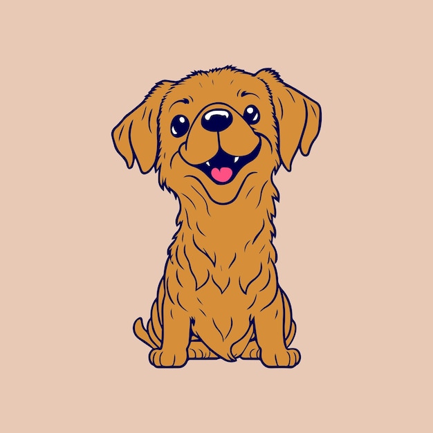 Lindo personaje de perro sobre un fondo naranja