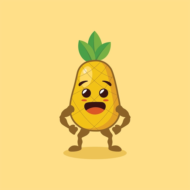 El lindo personaje de la piña es musculoso.
