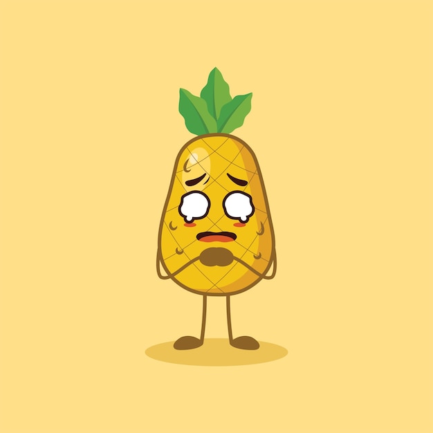 El lindo personaje de la piña se siente nervioso.