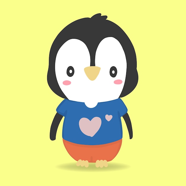 Lindo personaje de pingüino con tela