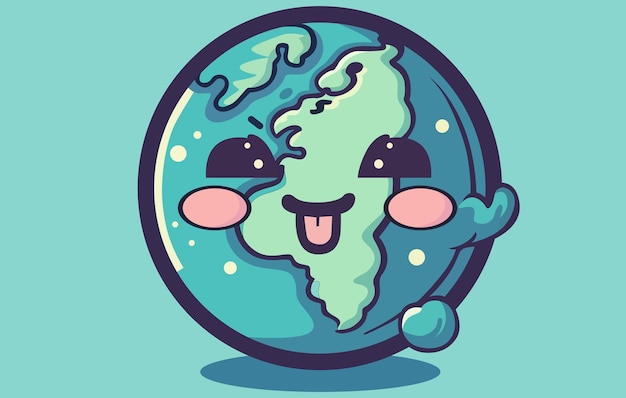 Lindo personaje de planeta tierra tomando selfie vector ilustración