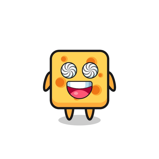 Lindo personaje de queso con ojos hipnotizados.