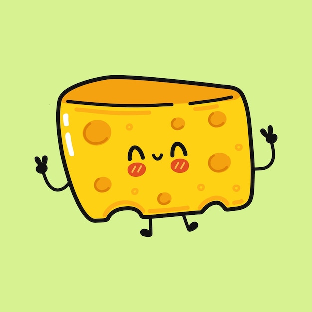 Vector lindo personaje de queso saltando divertido