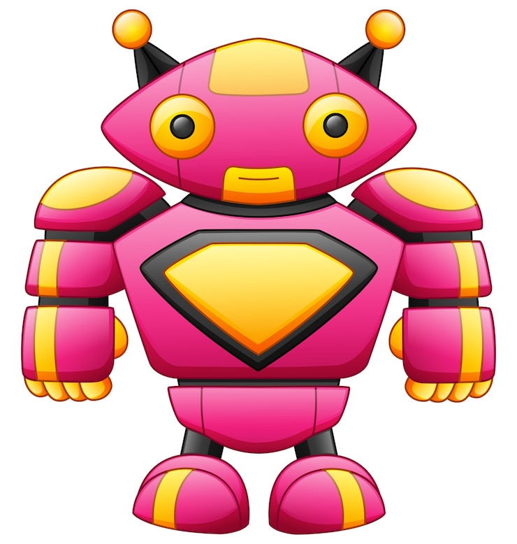 Vector lindo personaje de robot grande de dibujos animados aislado
