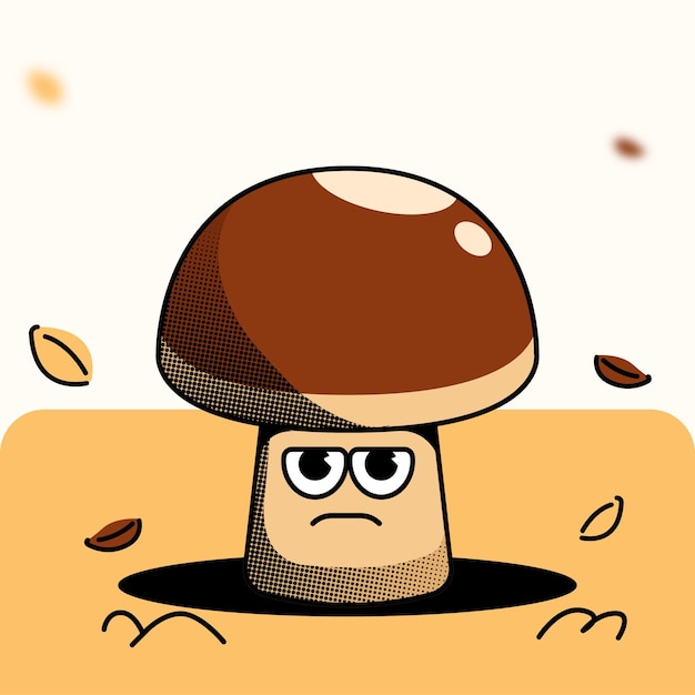 Lindo personaje de seta de otoño