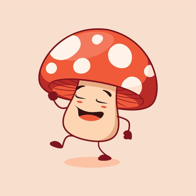 El lindo personaje de setas rojas caminando