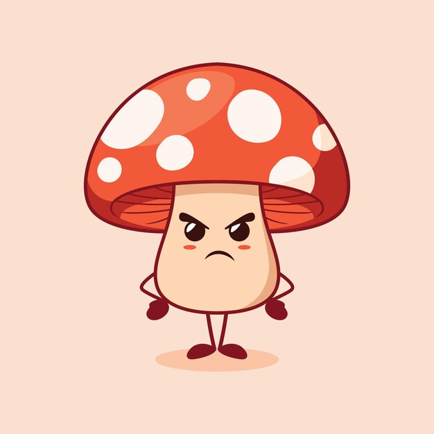 El lindo personaje de setas rojas muestra una expresión molesta