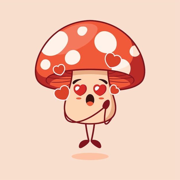 El lindo personaje de setas rojas se siente enamorado