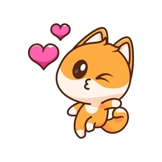 Lindo personaje Shiba Inu amor pose ilustración gestos pegatina elemento colección aislado