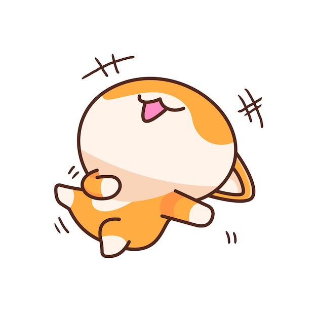 Lindo personaje Shiba Inu risa pose ilustración gestos pegatina colección de elementos aislados