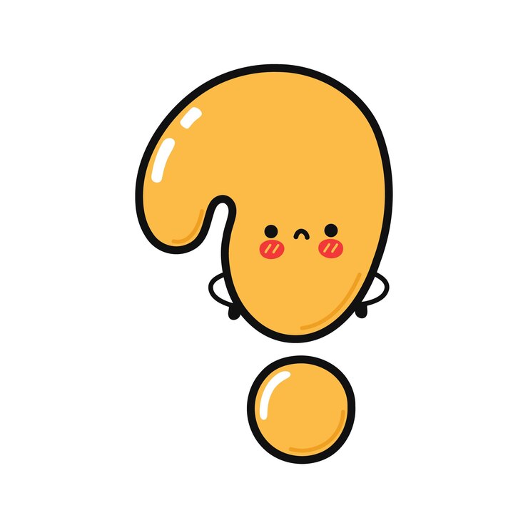 Vector lindo personaje de signo de interrogación triste