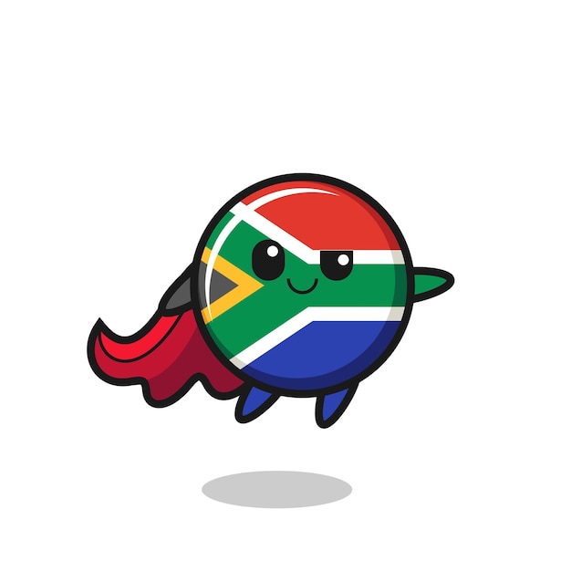 Lindo personaje de superhéroe de bandera de sudáfrica está volando