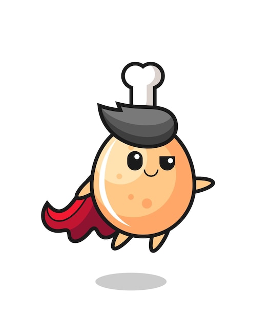 Lindo personaje de superhéroe de pollo frito está volando, diseño de estilo lindo para camiseta, pegatina, elemento de logotipo