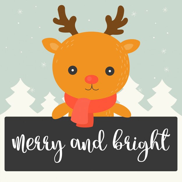 Lindo personaje con tablero para cartel o banner de navidad.