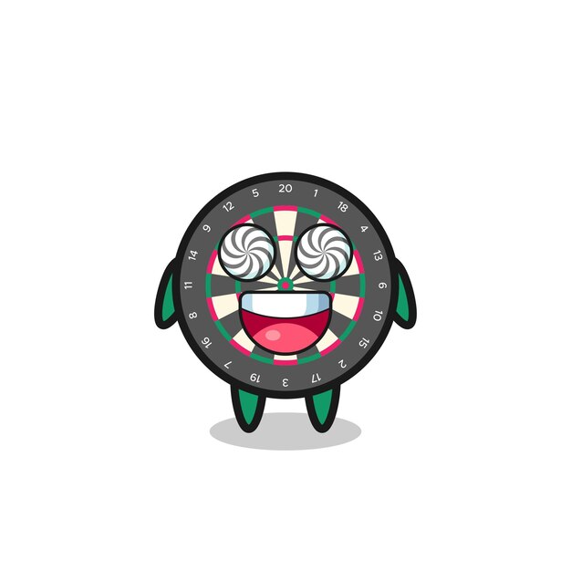 Lindo personaje de tablero de dardos con ojos hipnotizados