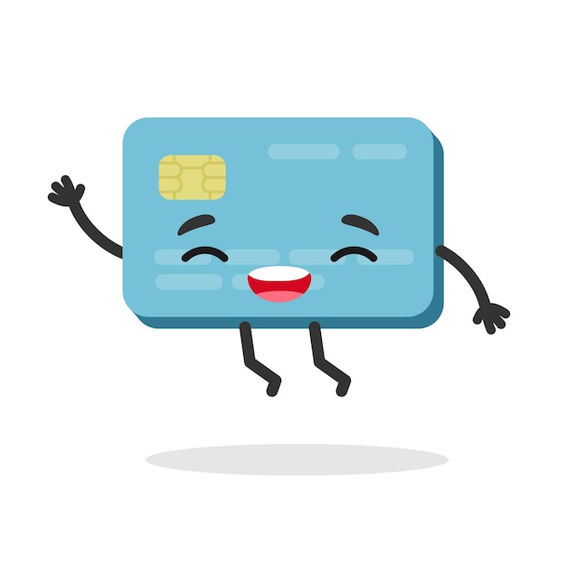 Lindo personaje de tarjeta de crédito bancaria en estilo de dibujos animados