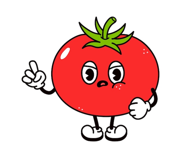 Lindo personaje de tomate triste enojado