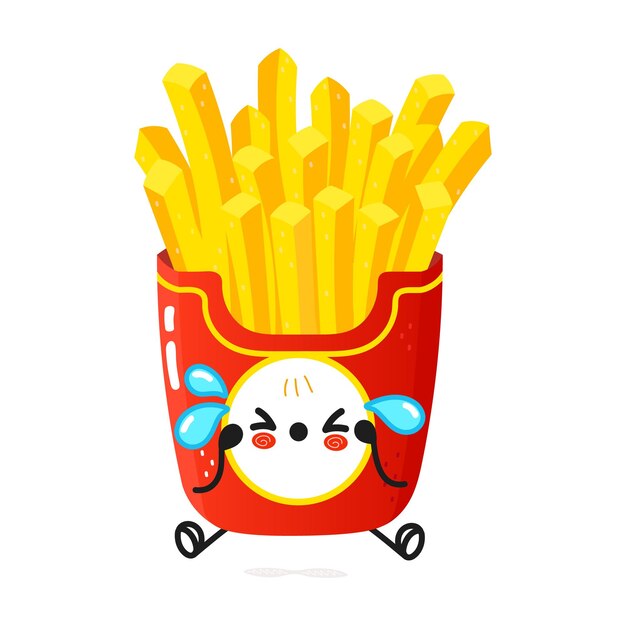 Lindo personaje triste de papas fritas