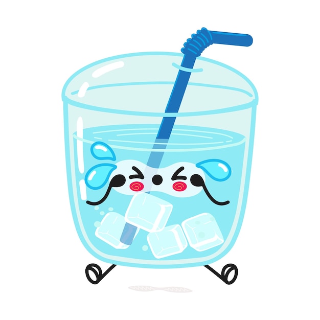 Vector lindo personaje triste vaso de agua