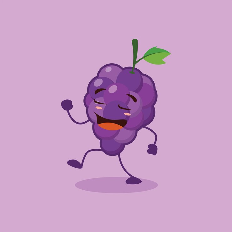 Vector el lindo personaje de la uva caminando