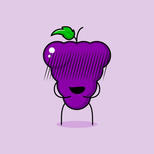 lindo personaje de uva con expresión avergonzada. verde y morado. usado para emoticono, logo, mascota