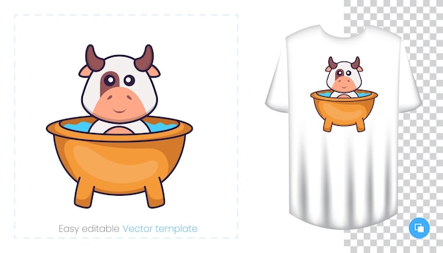 Lindo personaje de vaca. Estampados en camisetas, sudaderas, fundas para móviles, souvenirs.