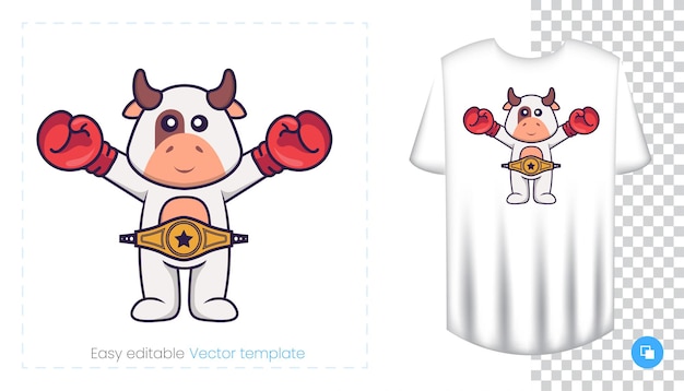 Lindo personaje de vaca. Estampados en camisetas, sudaderas, fundas para móviles, souvenirs.