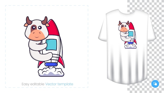 Lindo personaje de vaca. Estampados en camisetas, sudaderas, fundas para móviles, souvenirs.