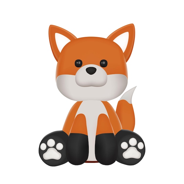 Lindo personaje vectorial 3D juguete de zorro rojo