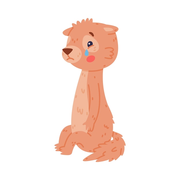El lindo personaje de Xerus se sienta y llora sintiéndose triste Ilustración vectorial