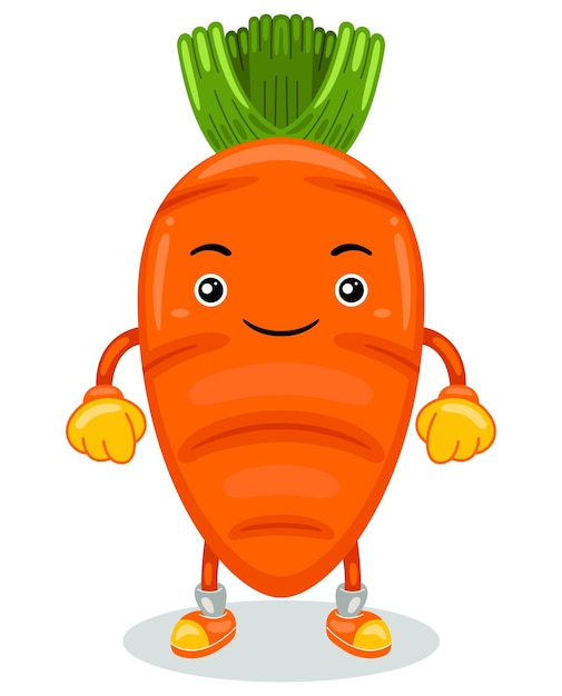 lindo personaje de zanahoria en estilo de diseño plano